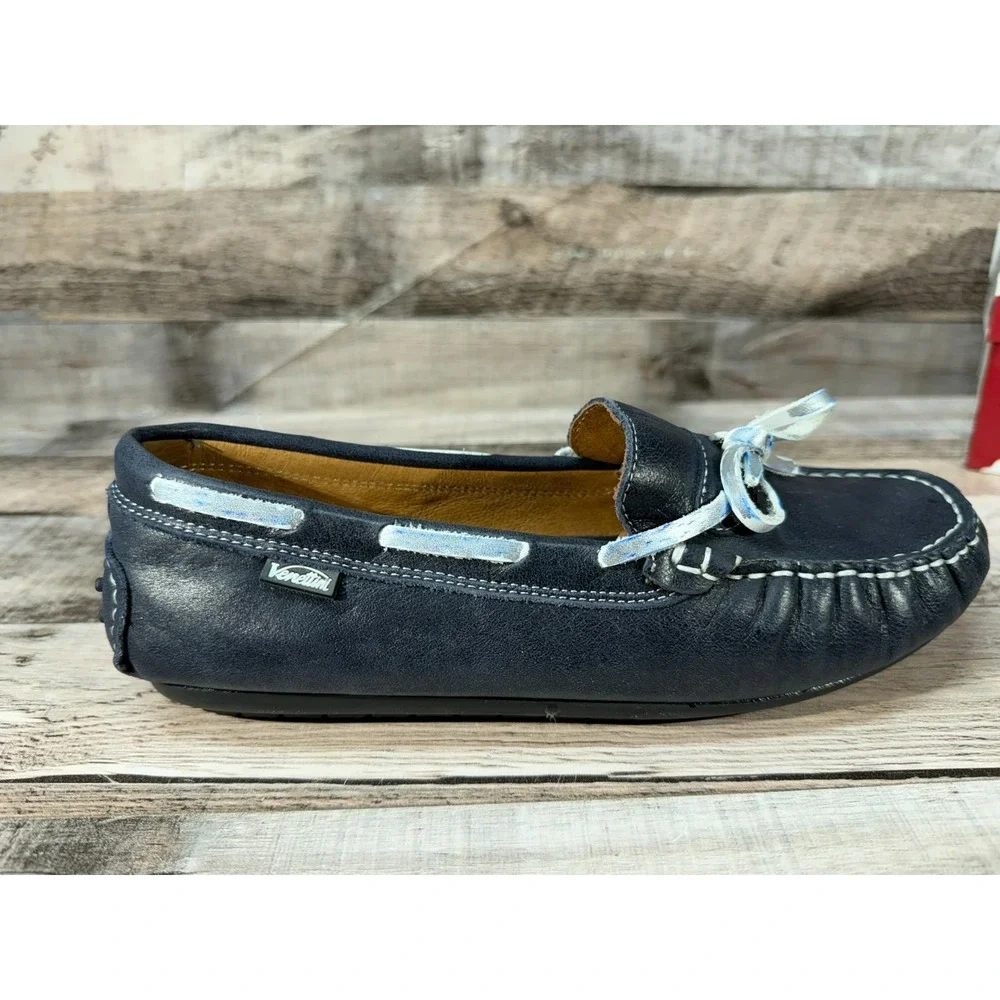 Venettini 55 Morgan Women Boat shoes Navy Shine Leather Size 35